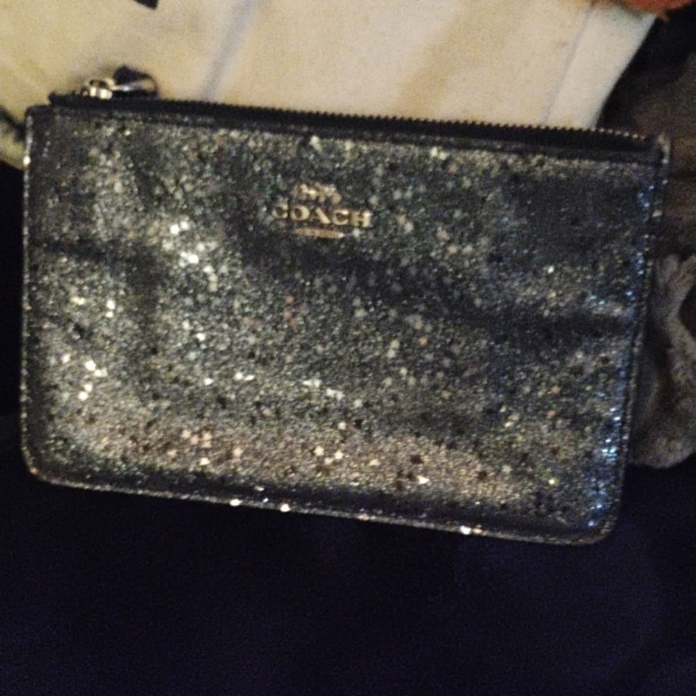 Coach Midnight Navy Glitter Wristlet